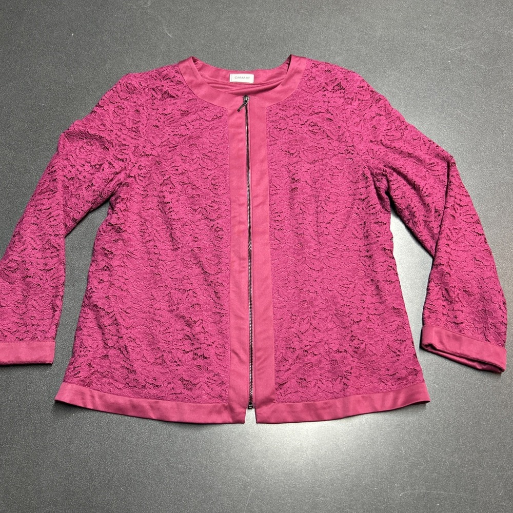 Dmart Lace‎ Zip Front Lined Jacket Size 14 Pink Purple Romantic Career Wear